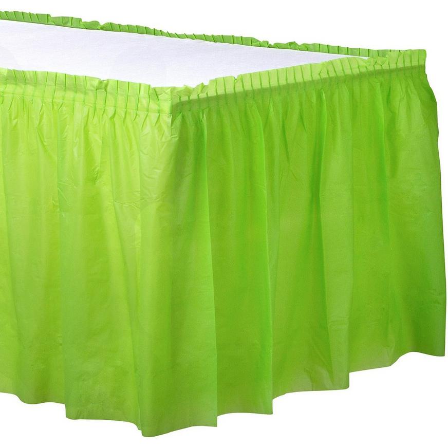 Kiwi Green Plastic Table Skirt, 21ft x 29in